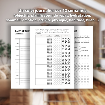 Tableau de suivi minceur avec objectifs et progression naky régime